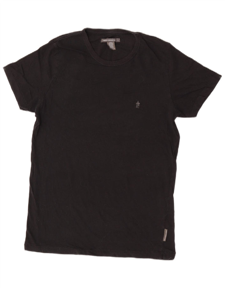 French Connection Damen T-Shirt Top UK 14 Large Schwarz Baumwolle