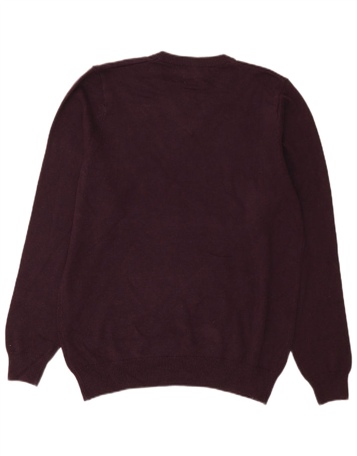 Marks & Spencer Herren-Pullover mit V-Ausschnitt aus mittelvioletter Baumwolle