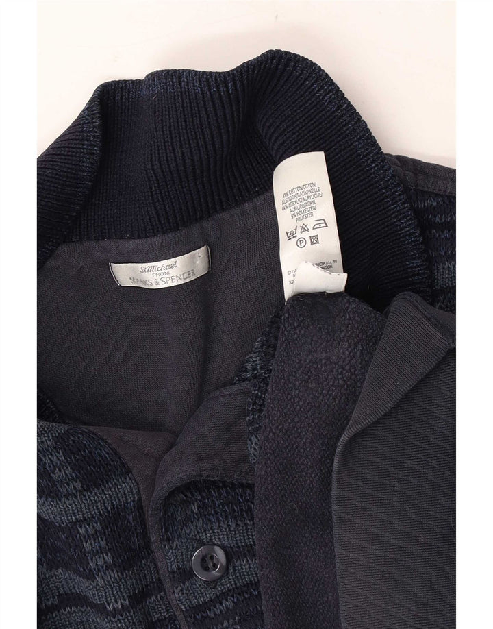 Marks & Spencer Herren-Sweatshirt mit Rollkragen, groß, marineblau kariert