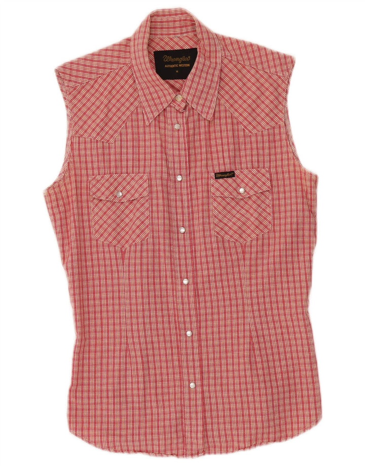 WRANGLER Ärmelloses Damenhemd UK 12 Mittelrot kariertes Polyester
