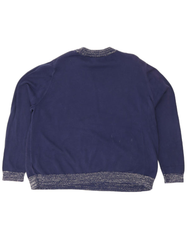 Marks & Spencer Damen-Pullover mit Rundhalsausschnitt, UK 22 3XL, blaues Blumenmuster