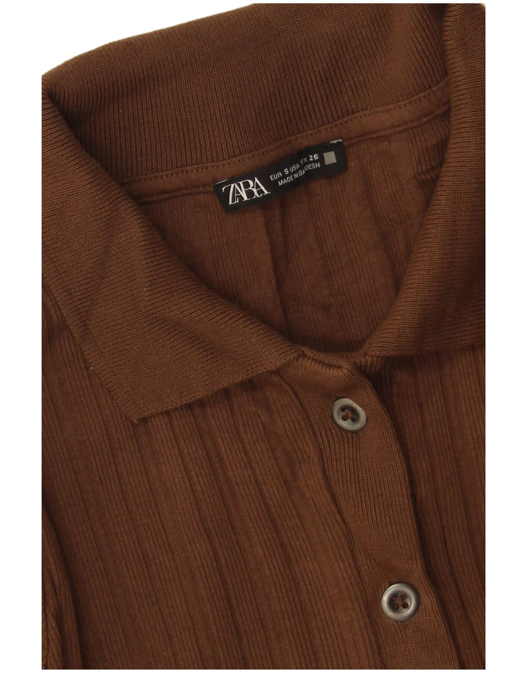 Zara Damen Crop Cardigan Pullover UK 10 Small Braun