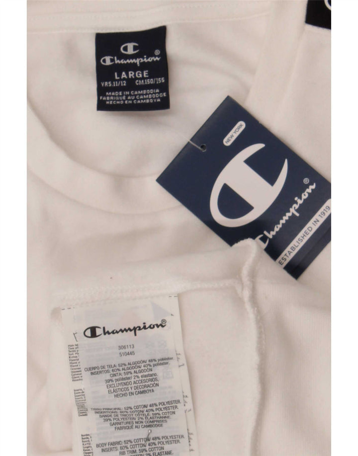 Champion Sweatshirt mit Grafik für Jungen, 11–12 Jahre, Größe L, Weiß, Farbblock