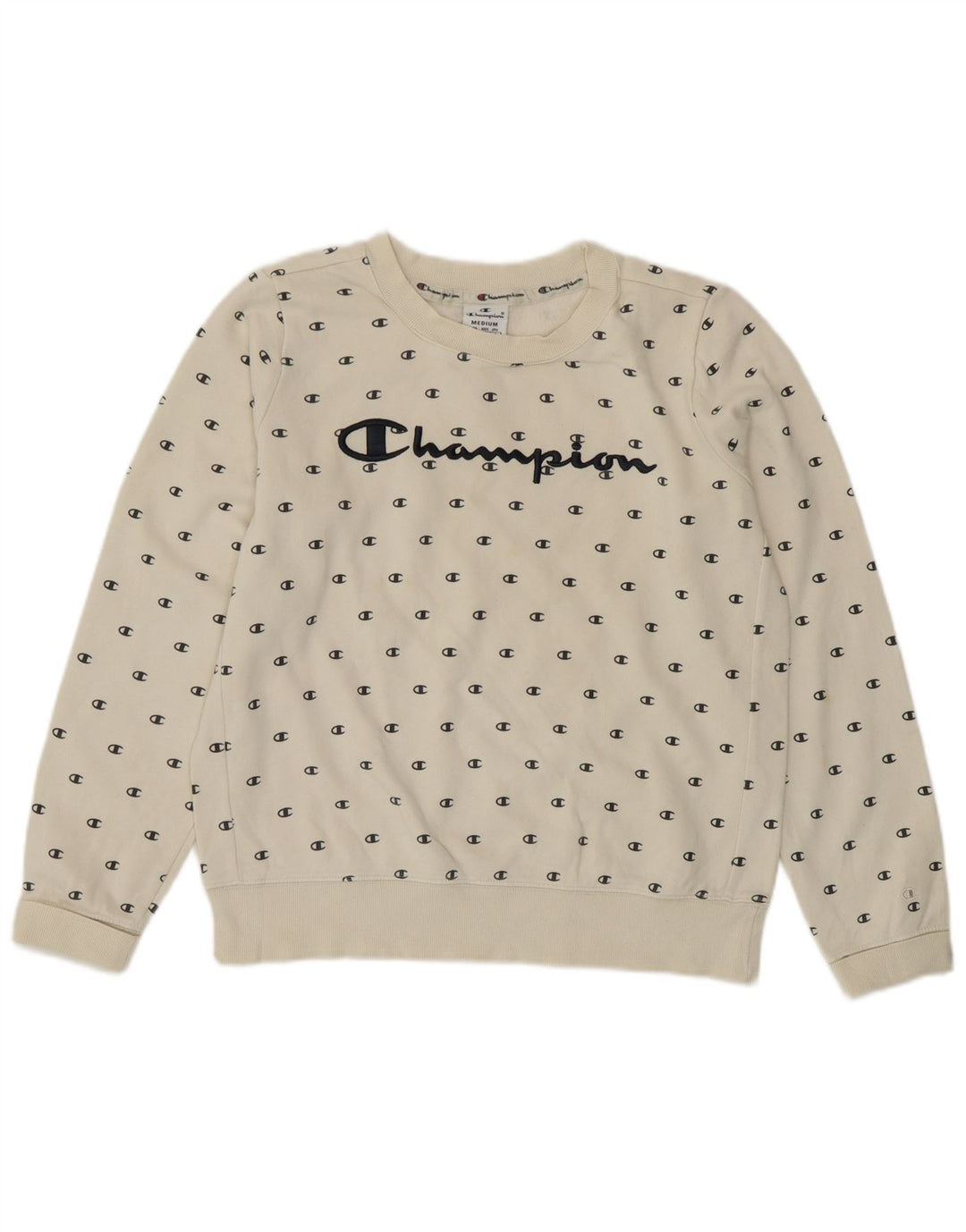Champion Damen Grafik-Sweatshirt-Pullover UK 14 Mittelweiß