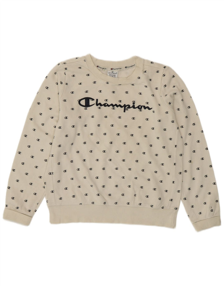 Champion Damen Grafik-Sweatshirt-Pullover UK 14 Mittelweiß