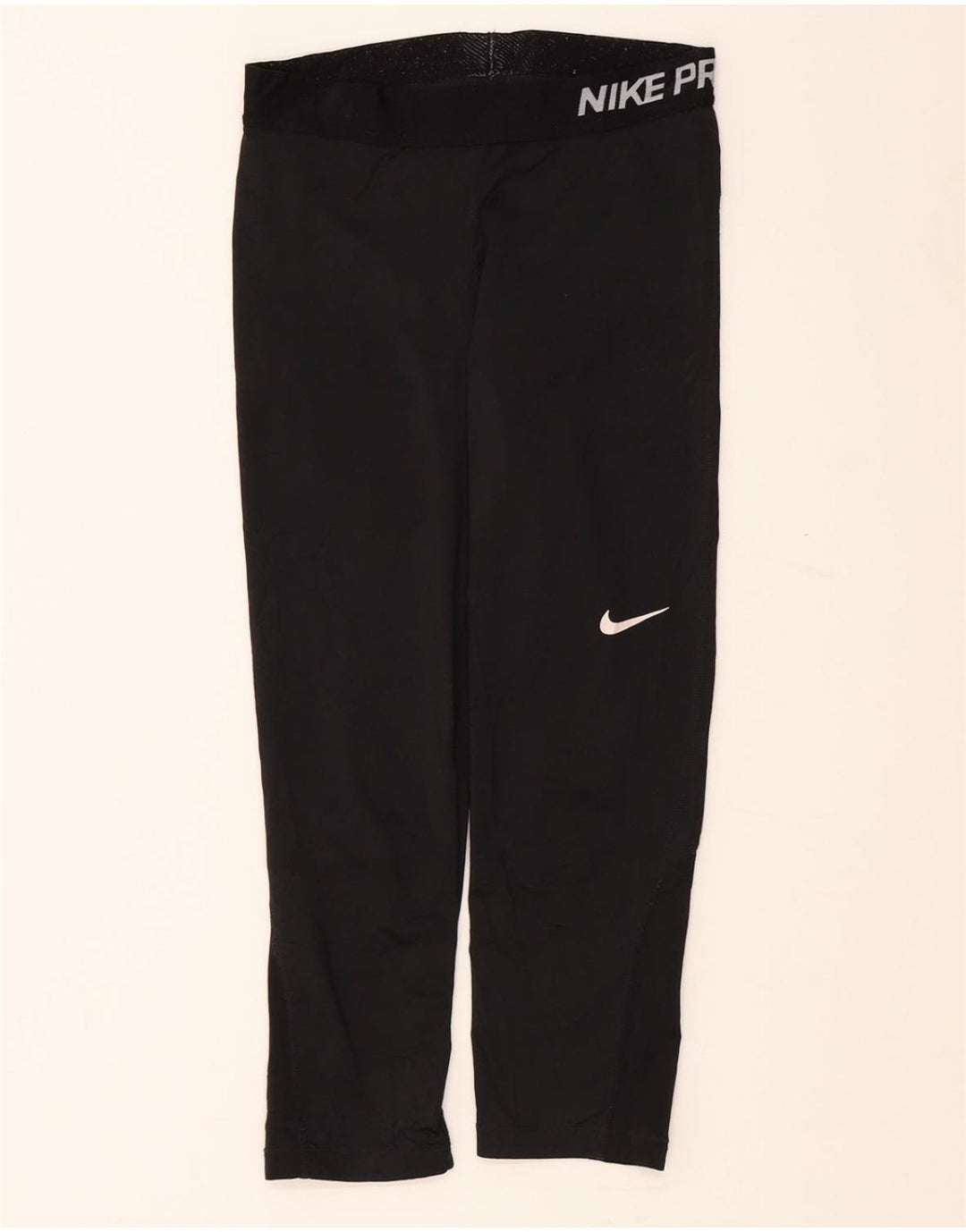 NIKE Womens Graphic Capri Leggings UK 8 Small  Black Polyester Vintage Nike and Second-Hand Nike from Messina Hembry 