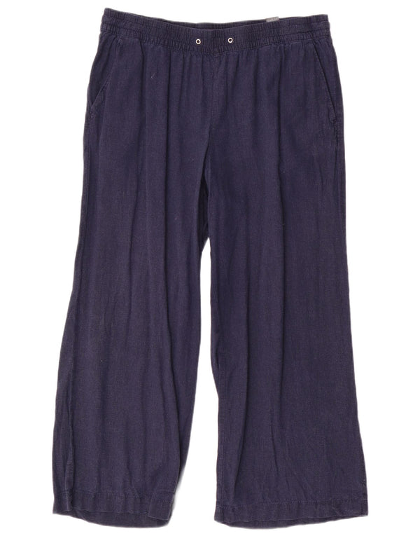 Marks & Spencer Damen-Hose mit weitem Bein, UK 16, Größe L W34 L26, Marineblau