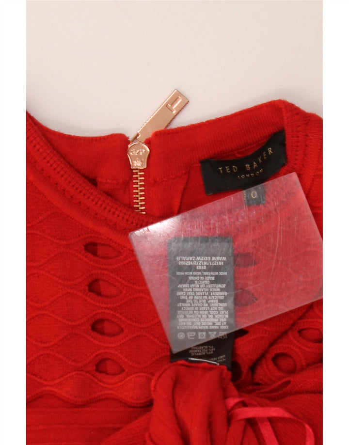 TED BAKER Ärmelloses A-Linien-Kleid für Damen, Größe 0 2XS, rotes Acryl