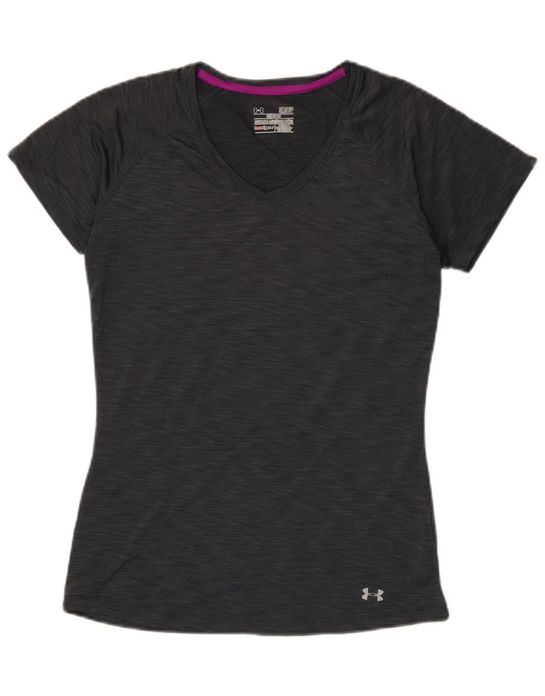 Under Armour Damen Heat Gear T-Shirt Top UK 10 Small Grau Polyester