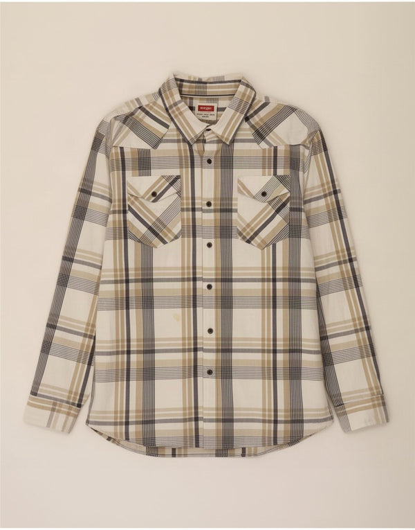 Wrangler Herren Westernhemd 3XL Beige karierte Baumwolle