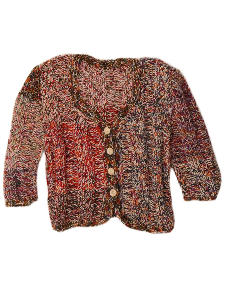 Vintage Damen 3/4 Ärmel Cardigan Pullover UK 12 Medium Mehrfarbig