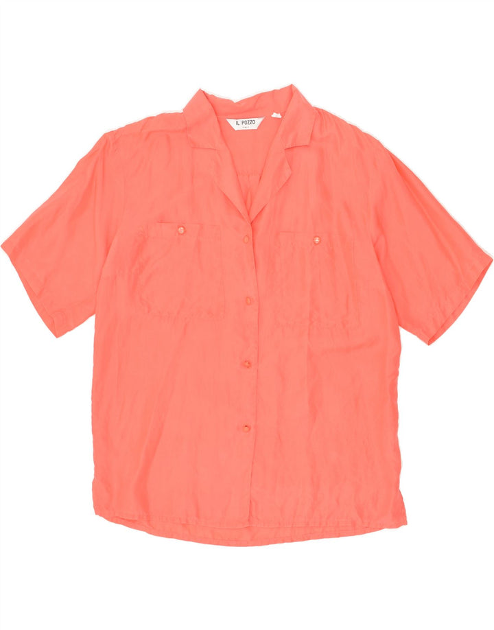 VINTAGE Womens Short Sleeve Shirt UK 14 Medium Orange | Vintage Vintage | Thrift | Second-Hand Vintage | Used Clothing | Messina Hembry 
