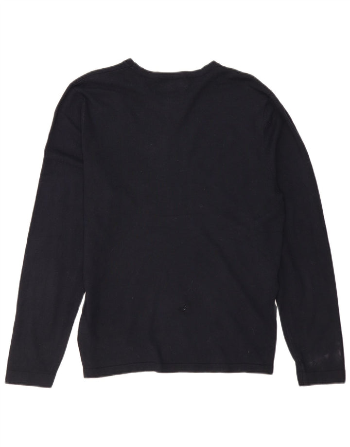 Zara Herren-Pullover mit U-Boot-Ausschnitt, mittlere marineblaue Viskose