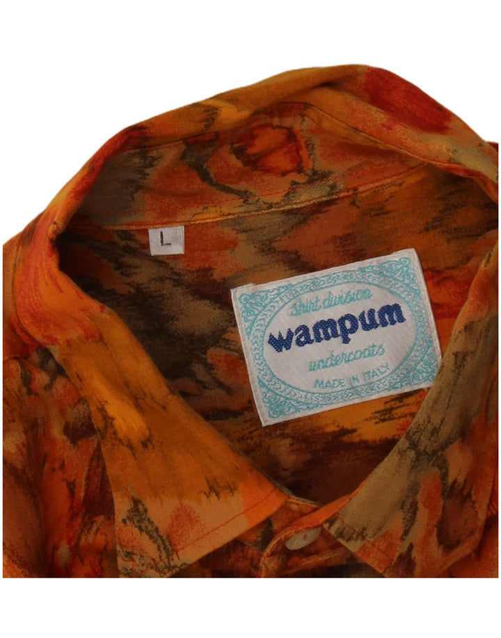 Wampum Herren Kurzarmhemd Large Orange Floral