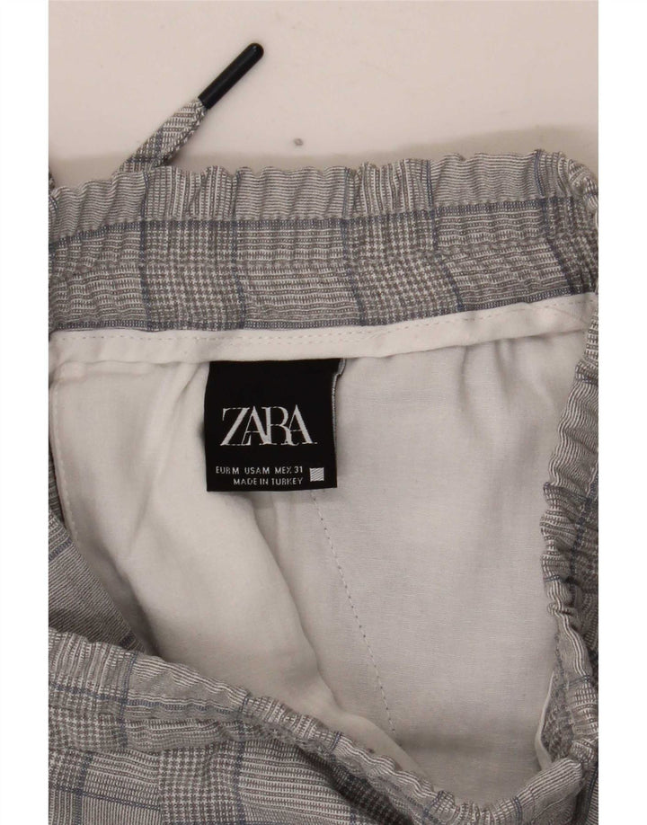 Slim-Chinohose für Herren von Zara, Größe M, W31, L28, Grau mit Hahnentrittmuster