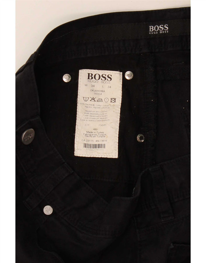 Hugo Boss Herren Straight Jeans W34 L34 Schwarze Baumwolle