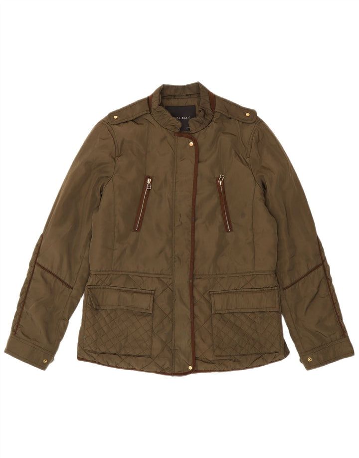 Zara Damen Militär-Steppjacke UK 16 Large Khaki