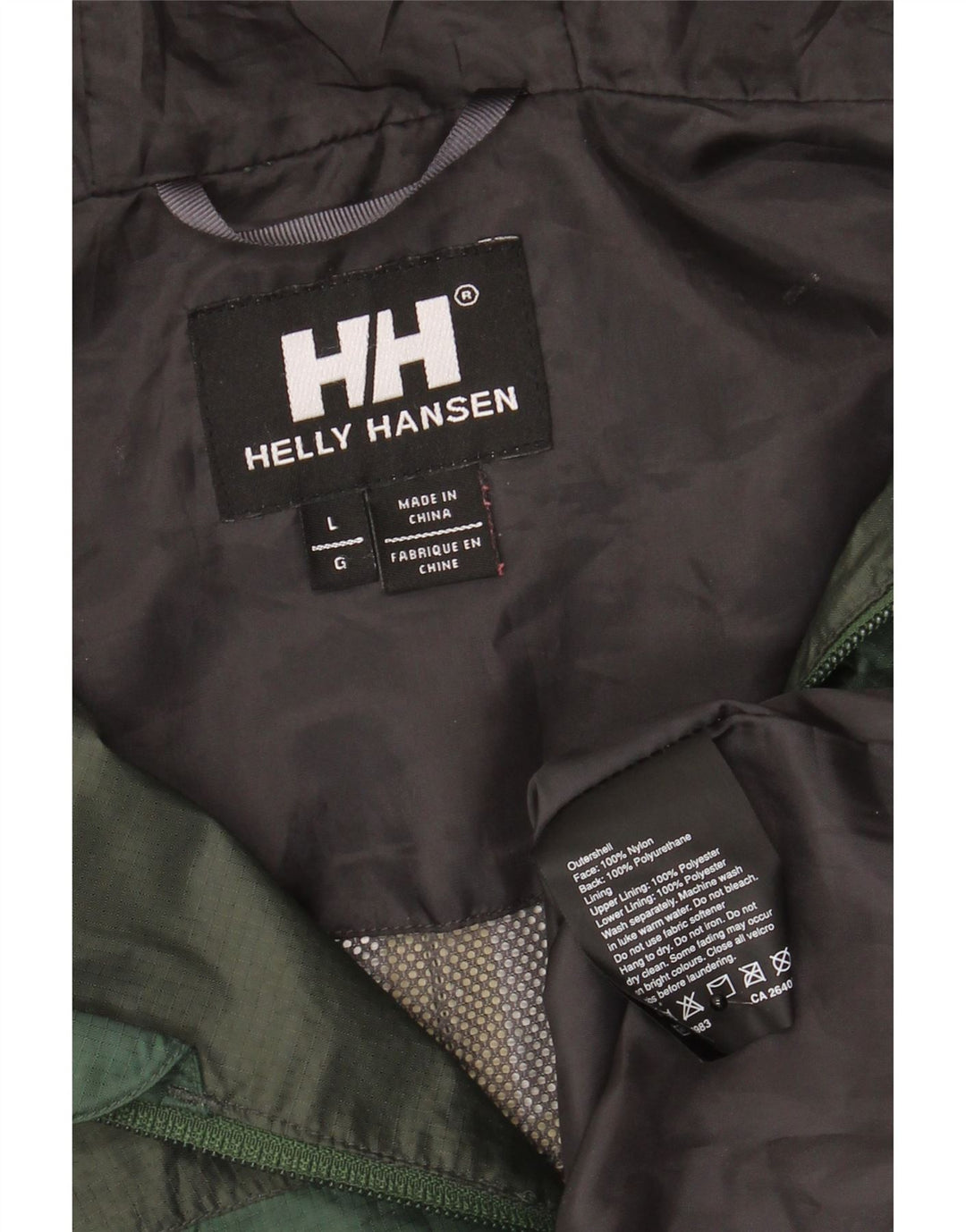 Helly Hansen Herren-Regenjacke mit Kapuze, UK 40, Größe L, grünes Colourblock-Nylon