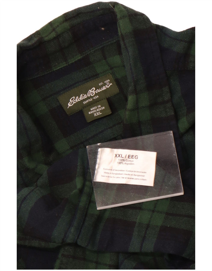 Eddie Bauer Herren-Flanellhemd 2XL, grün kariert, Baumwolle