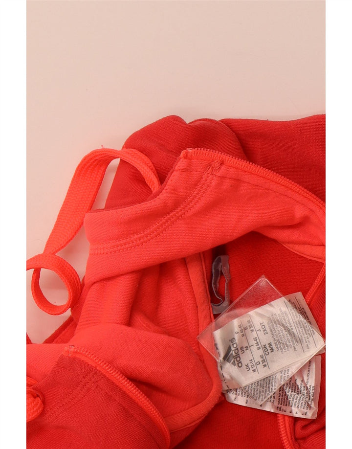 ADIDAS Womens Zip Hoodie Sweater UK 12/14 Medium Red Polyester