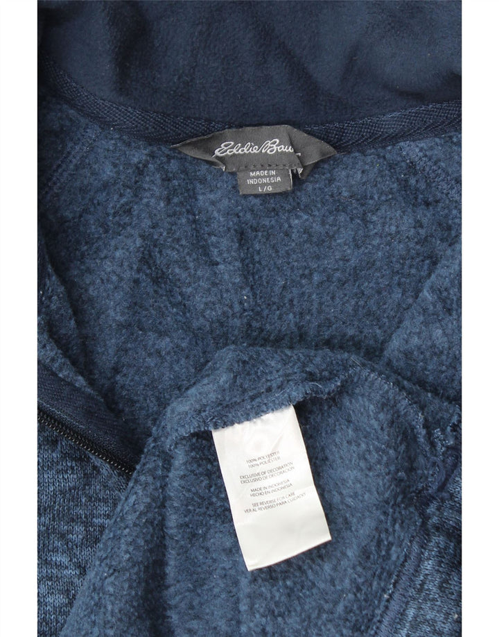 EDDIE BAUER Mens Zip Neck Sweatshirt Jumper Large Blue Flecked Polyester Vintage Eddie Bauer and Second-Hand Eddie Bauer from Messina Hembry 