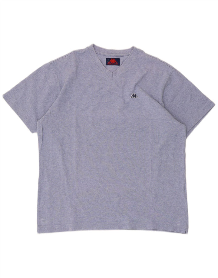Kappa Herren Kurzarm-T-Shirt-Oberteil, groß, blaue Baumwolle