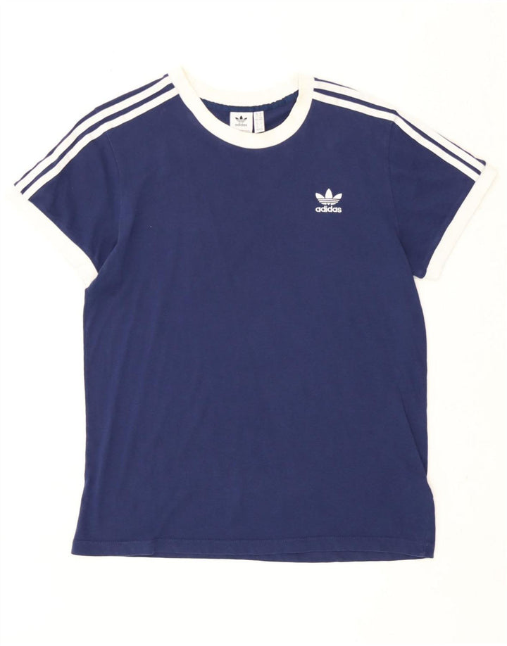 Adidas Damen T-Shirt Top UK 14 Medium Marineblau
