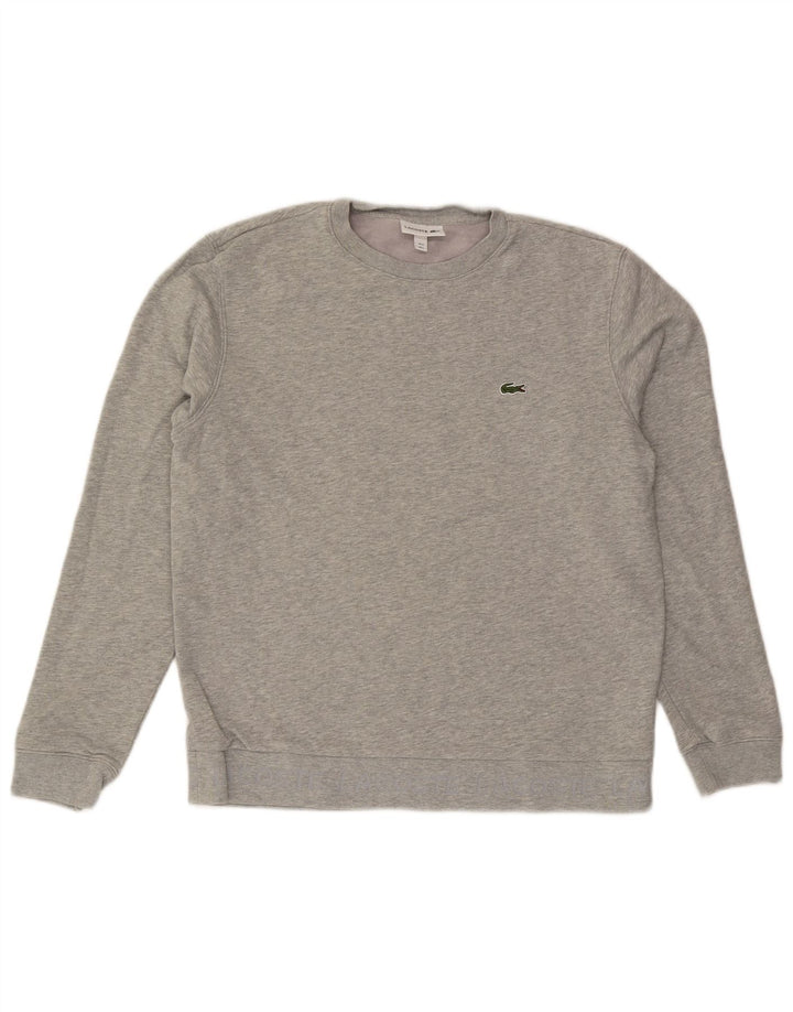 Lacoste Herren-Sweatshirt-Pullover, Größe 5, groß, grau gefleckte Baumwolle
