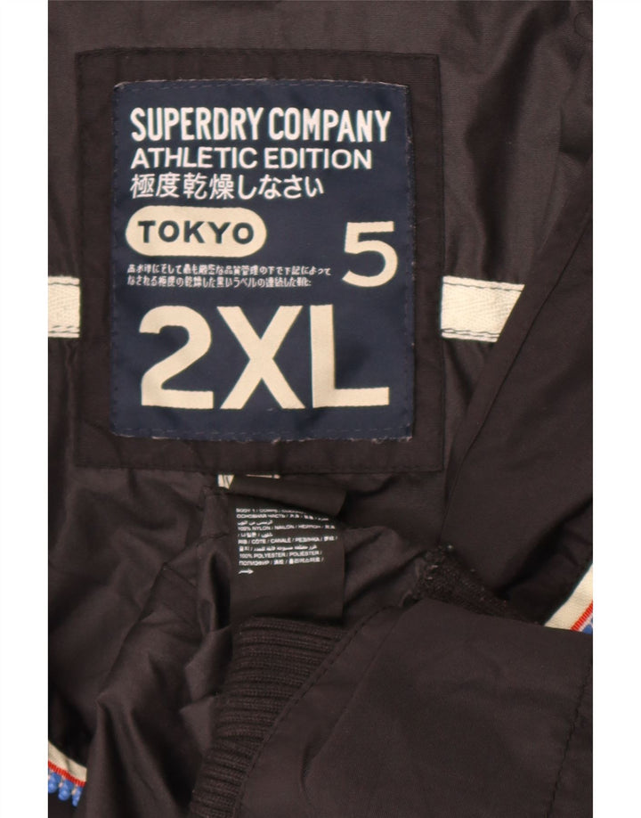Superdry Herren Bomberjacke mit Kapuze, UK 46 2XL, schwarzes Nylon