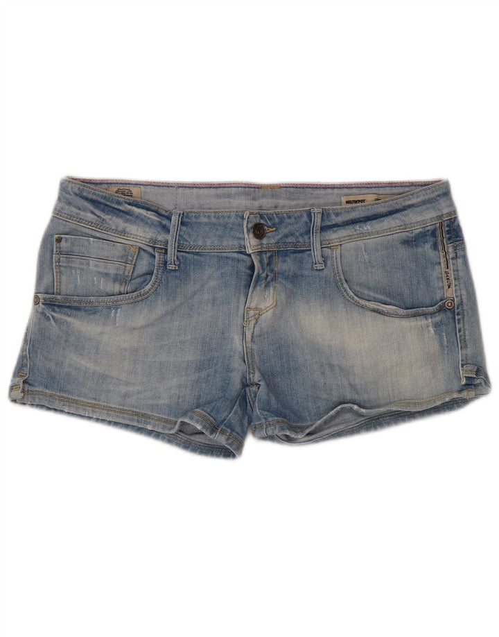 MELTIN' POT Damen-Jeansshorts mit niedriger Taille, W30, mittelblaue Baumwolle