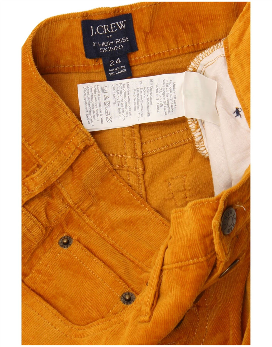 J. CREW Skinny-Cordhose für Damen mit hoher Taille, W24, L28, braun, Baumwolle