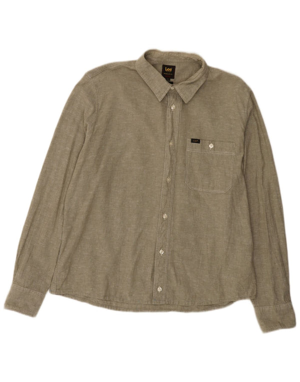 Lee Herren-Hemd mit normaler Passform, XL, grüne Baumwolle