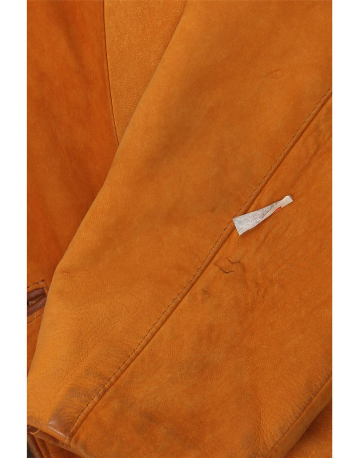 VINTAGE Damen Crop Open Wildlederjacke UK 10 Kleines braunes Leder