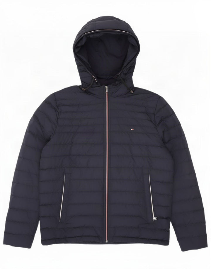 Tommy Hilfiger Herren-Jacke mit Kapuze, gepolstert, UK 40, Größe L, Marineblau, Polyester