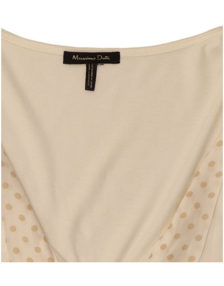 Massimo Dutti Damen ärmelloses Blusenoberteil UK 12 Mittelweiß gepunktet