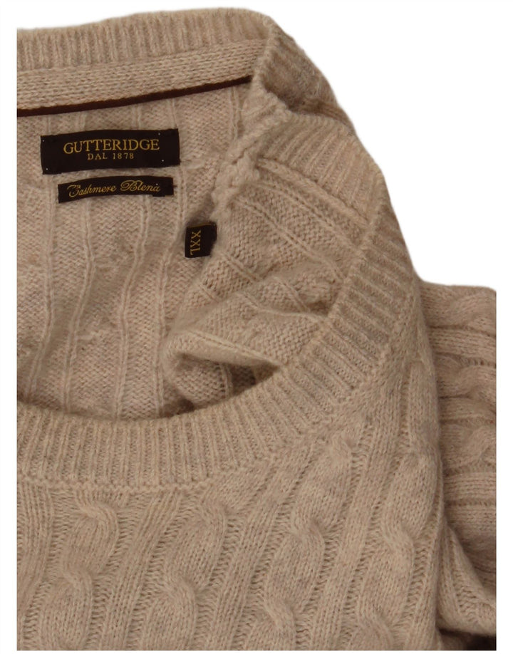 GUTTERIDGE Herren-Pullover mit Rundhalsausschnitt, 2XL, Beige
