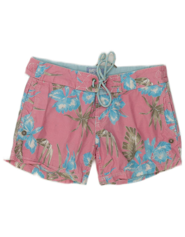 Superdry Badeshorts für Damen, UK 6, XS, Rosa, Blumenmuster, Baumwolle