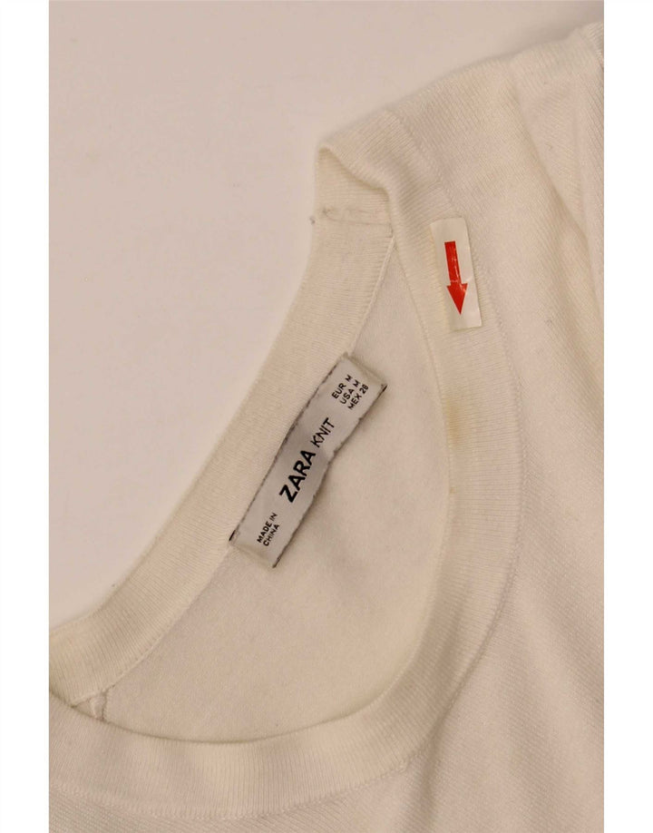 Zara Damen-Pullover mit U-Boot-Ausschnitt, UK 12, mittelweiße Viskose