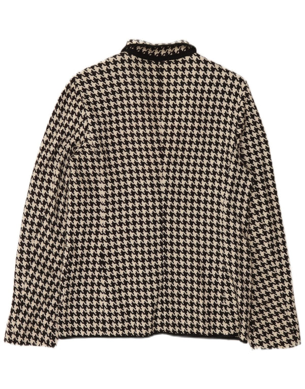 Max Mara Womens Blazer Jacket UK 10 Small Black Houndstooth Wool
