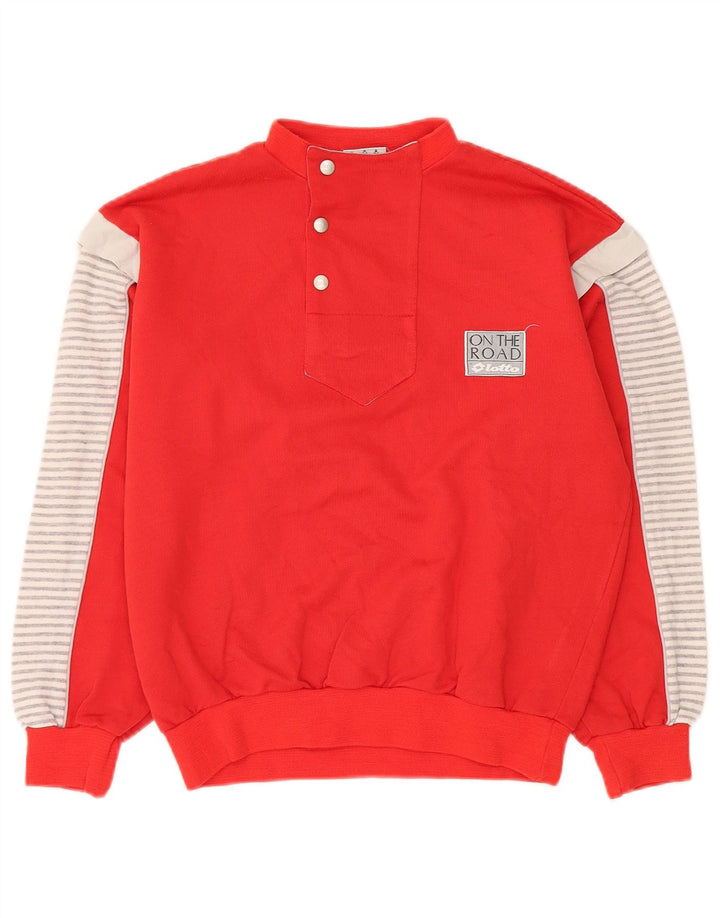Lotto Herren-Pullover mit Knopfkragen, klein, rot, Colourblock-Baumwolle