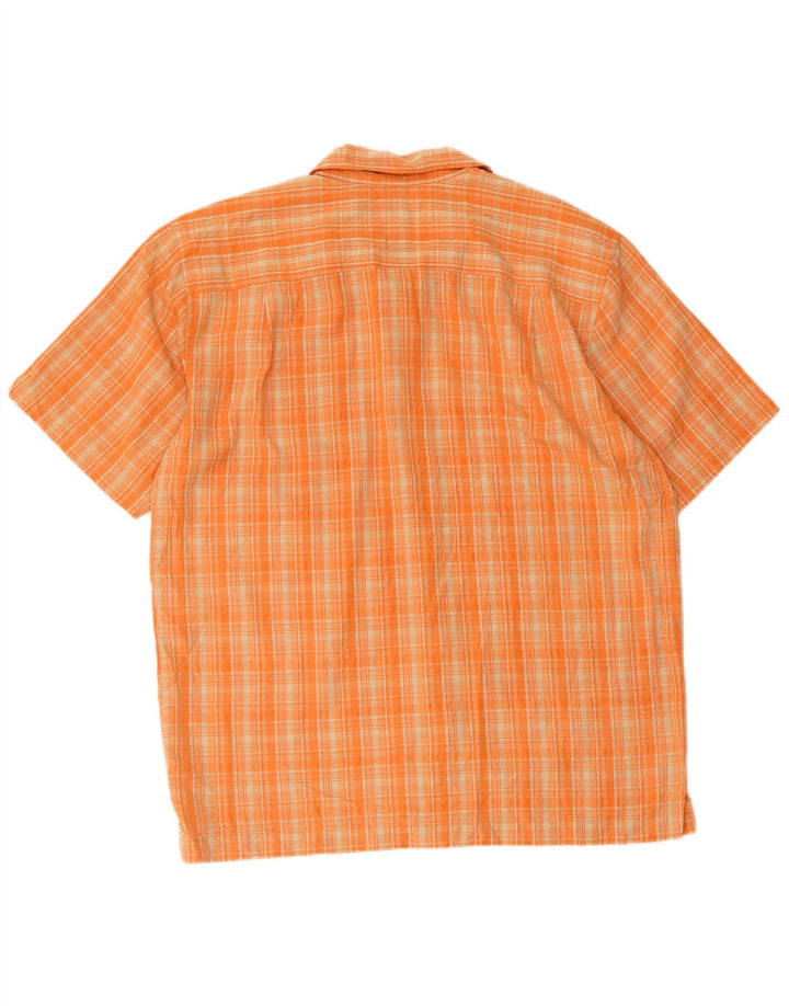 Quiksilver Herren Kurzarmhemd Large Orange Check Rayon