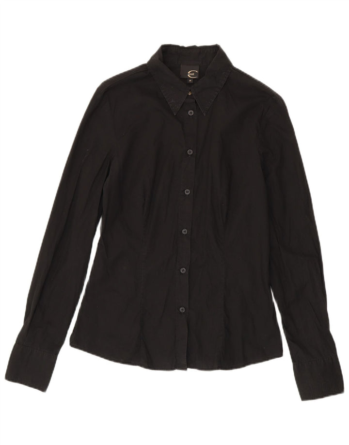 Just Cavalli Womens Shirt UK 12 Mittelschwarze Baumwolle