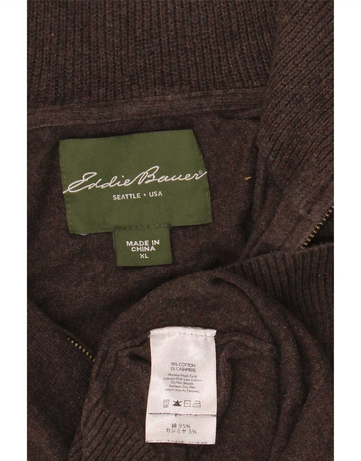 Eddie Bauer Herren-Pullover mit Reißverschluss, XL, braune Baumwolle