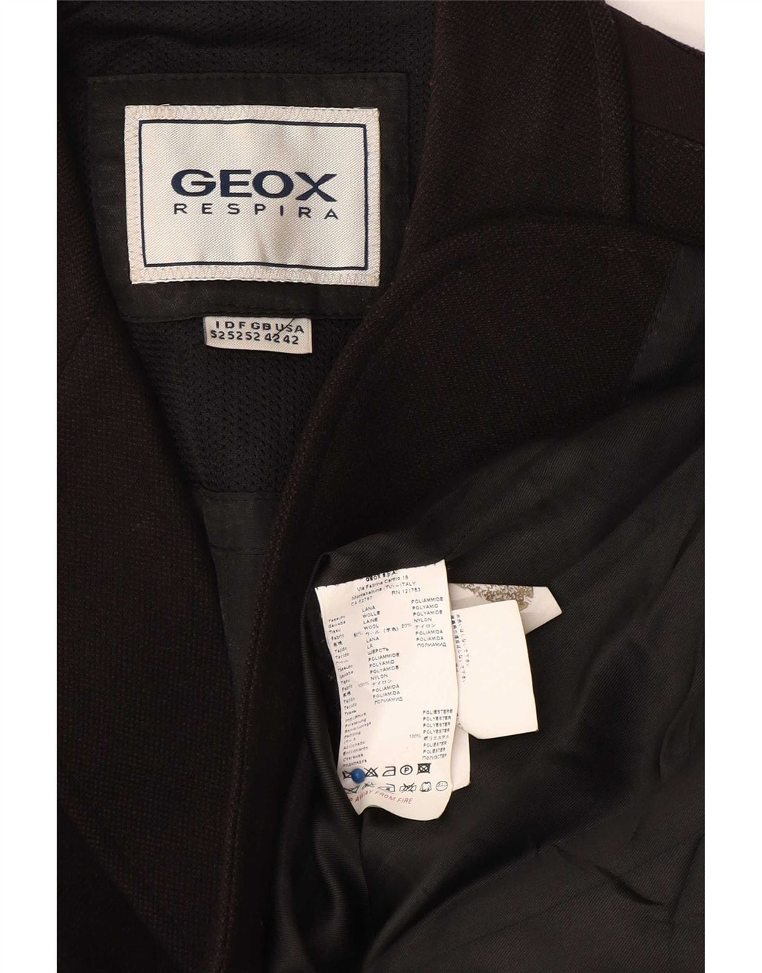 Geox Herren Respira 3-Knopf-Blazerjacke UK 42 XL Schwarze Wolle