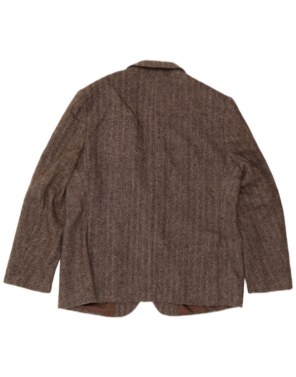 Four Seasons Herren-Blazer mit 2 Knöpfen, UK 48, 4XL, braune Wolle mit Fischgrätenmuster