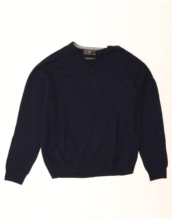 Marks & Spencer Herren-Pullover, reguläre Passform, V-Ausschnitt, XL, marineblaue Wolle