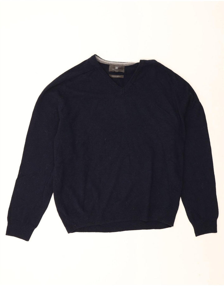 Marks & Spencer Herren-Pullover, reguläre Passform, V-Ausschnitt, XL, marineblaue Wolle