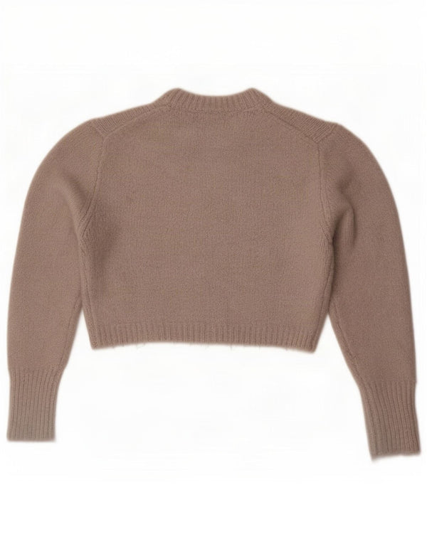 Zara Damen Crop Crew Neck Pullover Pullover UK 10 Small Grau Acryl