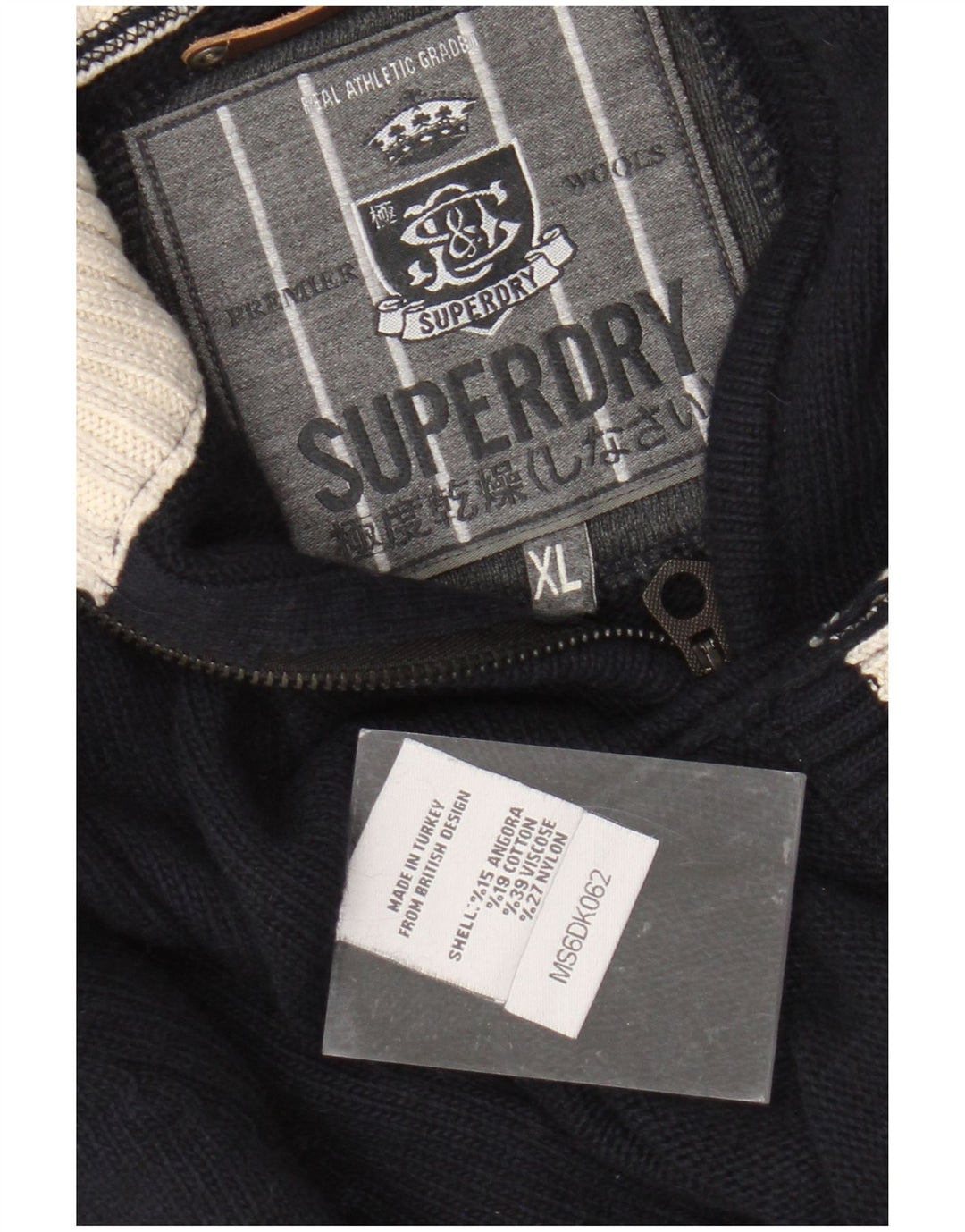 SUPERDRY Herren-Pullover mit Reißverschluss am Hals, XL, marineblaue Viskose