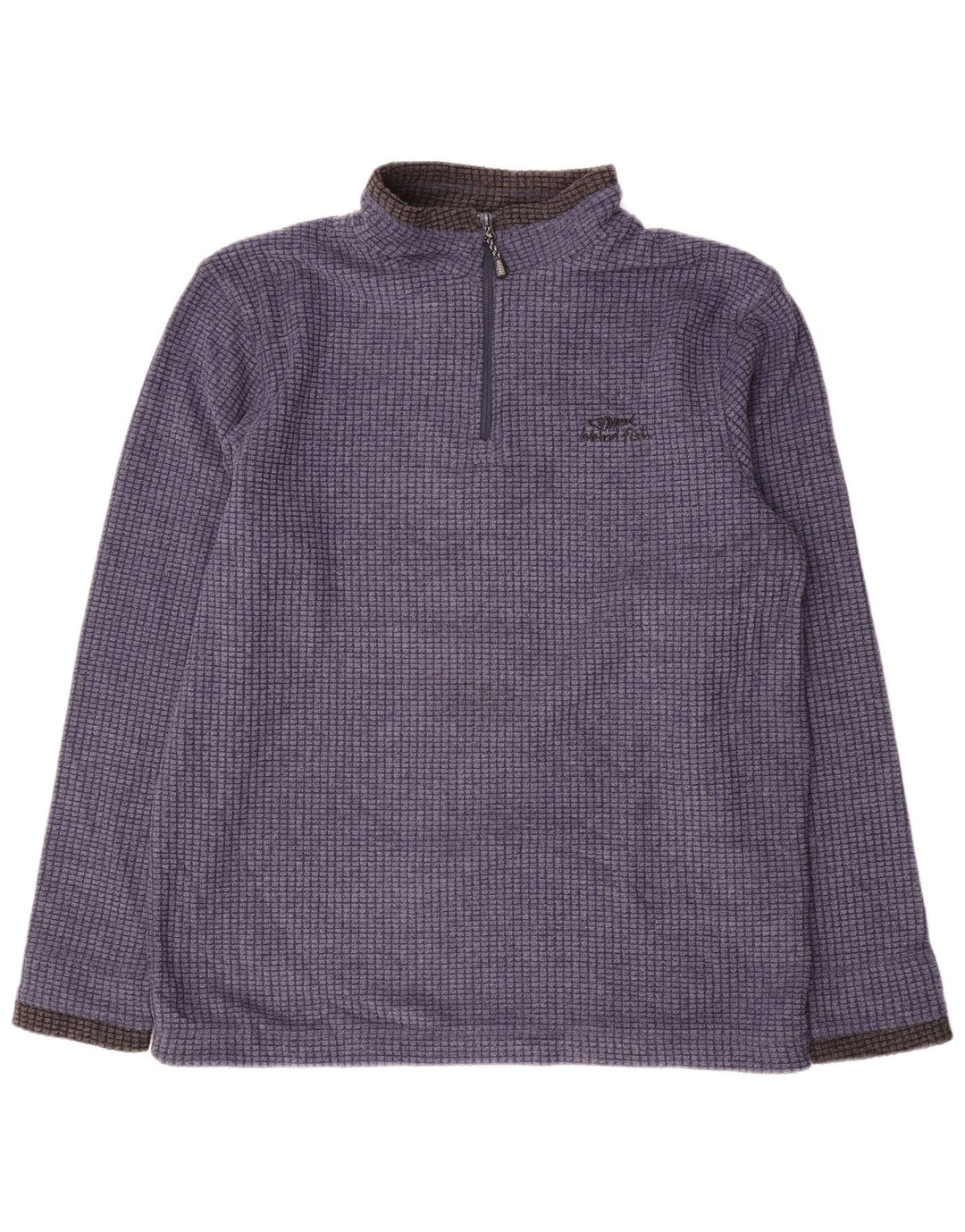 Weird Fish Herren-Fleecepullover mit Reißverschluss am Hals, großes blaues Farbblock-Polyester